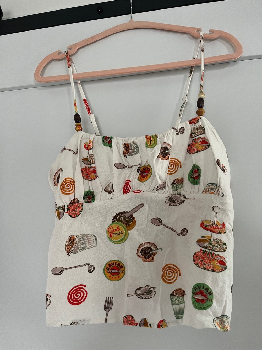 Lisa Says Gah white caviar linen Tank Top